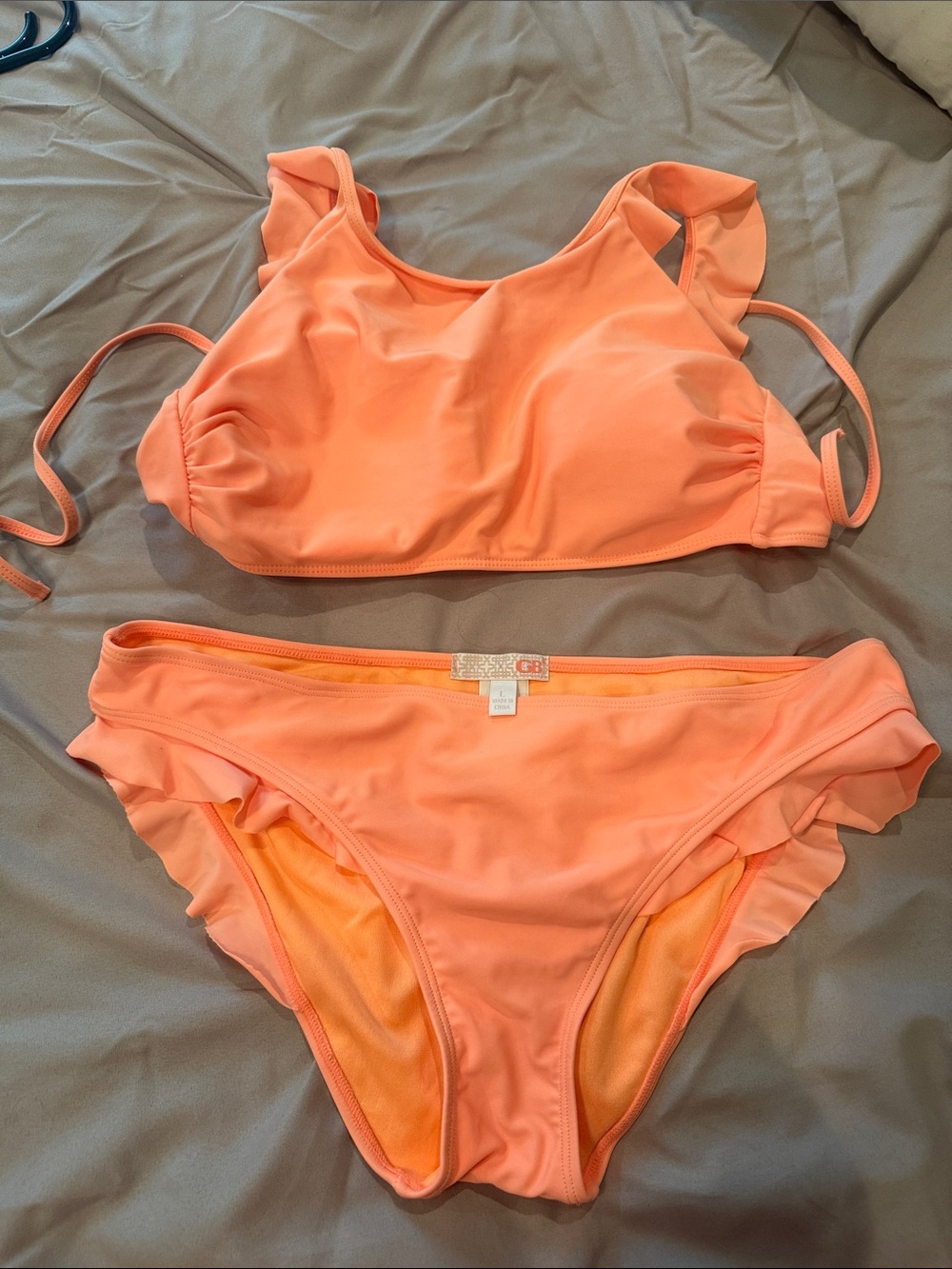 Gianni Bini Peach Ruffle Bikini Set